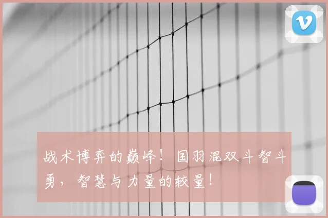 战术博弈的巅峰！国羽混双斗智斗勇，智慧与力量的较量！